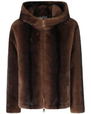 ERMANNO FIRENZE Faux-Fur Hooded Jacket - Brown