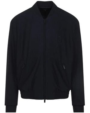 Giorgio Armani Textured Logo Jacket - Blue