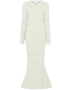 Rick Owens Ribbed Knit Mermaid Maxi Dress - White