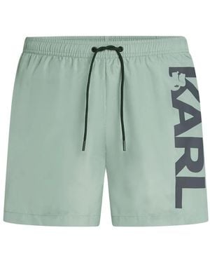 KARL LAGERFELD Logo-Print Swim Shorts - Blue