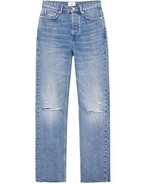 Anine Bing Bruno Destructed Frayed Jeans - Blue