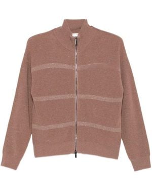 Peserico Ribbed-Knit Zip-Up Jumper - Brown