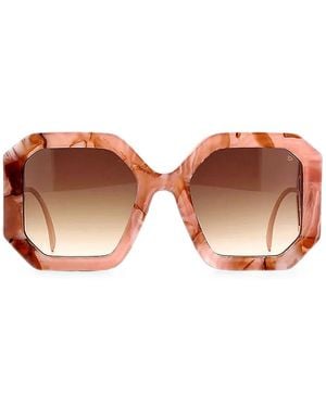 Philipp Plein Marble-Effect Geometric-Frame Sunglasses - Pink