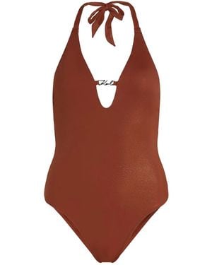 Karl Lagerfeld Costume Intero Signature Con Glitter - Marrone