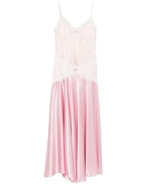 Viktor & Rolf Lace-Trim Silk Dress - Pink