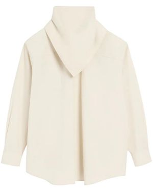 Ami Paris Long-Sleeved Cotton Bandana Blouse - White