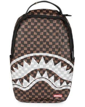 Sprayground Paris Fang Check-Print Shark Mouth Backpack - Black