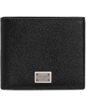 Dolce & Gabbana Logo-Plaque Grained Leather Wallet - Black