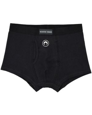 Marine Serre Logo Organic Cotton Boxer Brief - Black