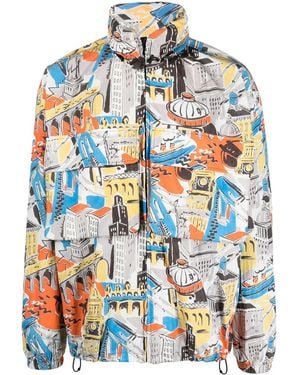 Moschino Graphic-Print Hooded Jacket - Blue