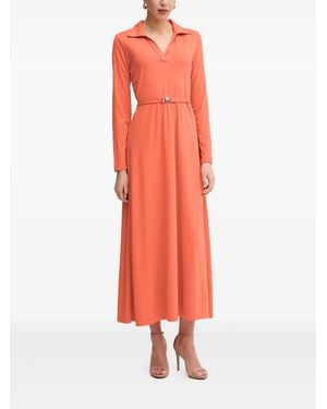 DKNY Robe Ceinturée À Manches Longues - Red