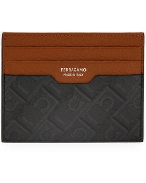 Ferragamo Monogram Credit Card Holder - Brown