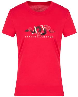 ARMANI EXCHANGE Logo-Print Crew-Neck T-Shirt - Red