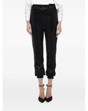 In the mood for love Sequin-Embellished Cropped Trousers - Black