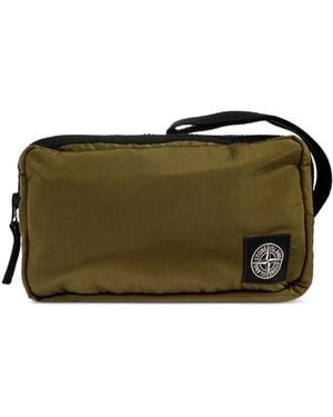 Stone Island Logo-Patch Wrist-Strap Shoulder Bag - Green