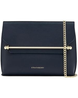 Strathberry Stylist Bar-Chain Leather Clutch Bag - Blue
