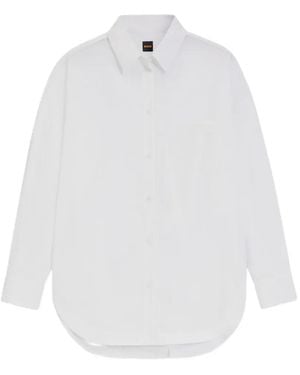 BOSS Logo-Embroidered Oversized Shirt - White