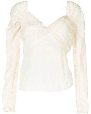 YUHAN WANG Semi-Sheer Lace Top - White
