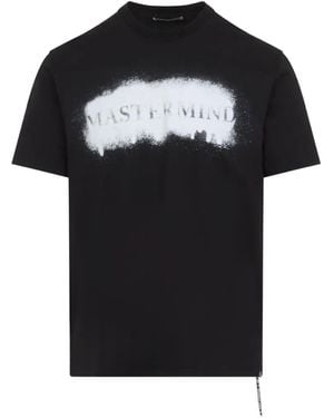 MASTERMIND WORLD Logo-Print Heart-Motif Spray-Effect T-Shirt - Black