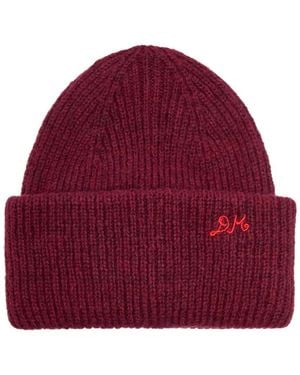 Damson Madder Embroidered Knitted Beanie Hat