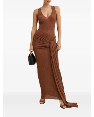 AYA MUSE Alula Draped Metallic Dress - Brown
