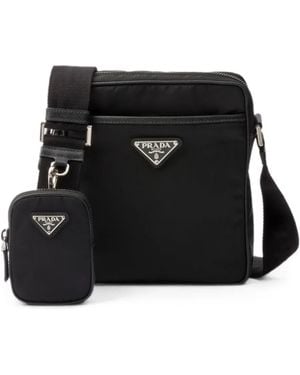 Prada Borsa Messenger Con Placca Logo - Nero