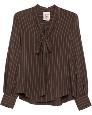 Semicouture Striped Bow-Fastening Blouse - Brown