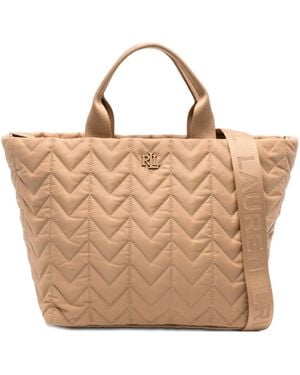 Ralph Lauren Small Logo-Plaque Tote Bag - Natural