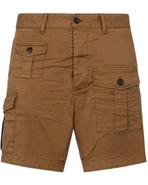 DSquared² Shorts Cargo Con Bottone - Marrone