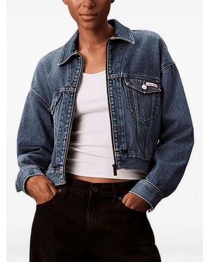 Calvin Klein Zip-Up Denim Jacket - Blue