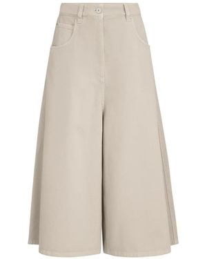 Brunello Cucinelli Pantalon Large En Jean Teint Avec Monili - White