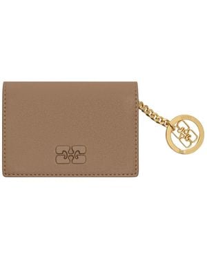 Ganni Bou Chain-Detail Cardholder - Brown