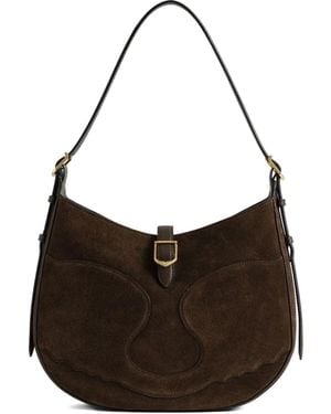 Zadig & Voltaire Suede Curved Shoulder Bag - Brown