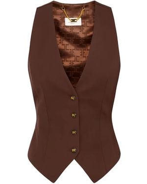 Elisabetta Franchi Geknöpfte Gabardine-Weste - Braun