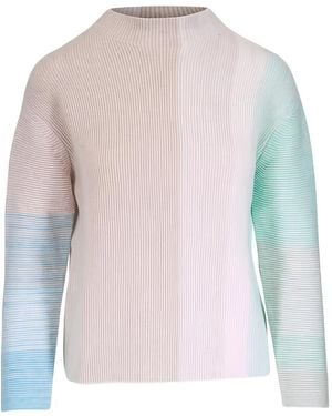 Kinross Cashmere Garter Dune Colour Block Jumper - Natural