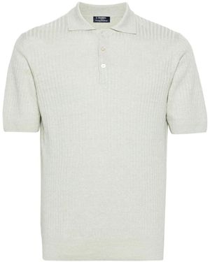 Barba Napoli Ribbed Linen-Blend Polo Shirt - White
