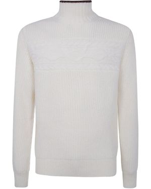 ZEGNA Pull En Maille Torsadée À Col Montant - Blanc