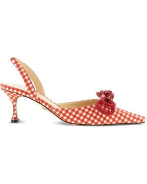 Mach & Mach Bow-Detail Pattern Court Shoes - Pink
