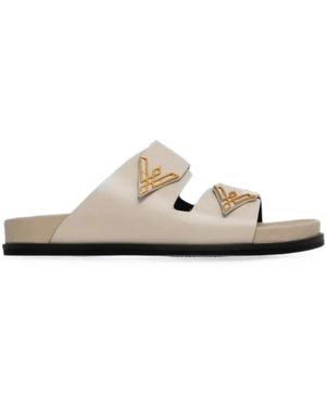 VANDA NOVAK Sandy Logo-Plaque Double-Strap Sandals - White