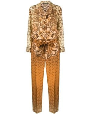 Alberta Ferretti Combinaison En Soie À Imprimé Mandala - Natural