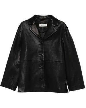 Rohe Single-Breasted Grained-Leather Jacket - Black