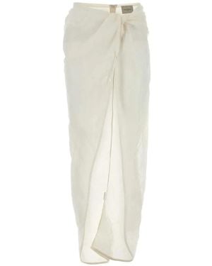 LeKasha Qaraya0 Knot-Detail Linen Maxi Skirt - White