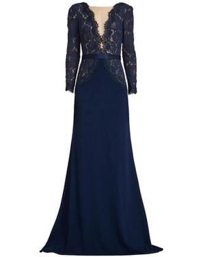 Tadashi Shoji Vestido Largo Corwin Con Cinturón Y Paneles De Encaje - Azul