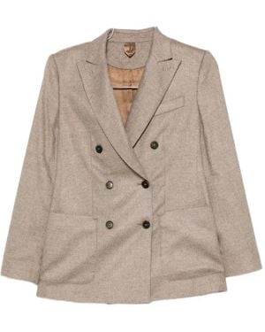 Max Mara Double-Breasted Silk And Cashmere Blazer - Natural