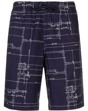 Paul Smith Graphic-Print Cotton Shorts - Blue
