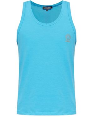 Versace Medusa Head-Print Tank Top - Blue