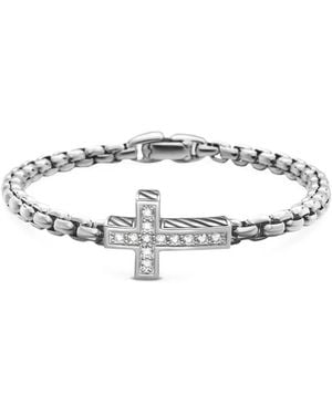 David Yurman Sterling Cross Diamond Bracelet - White