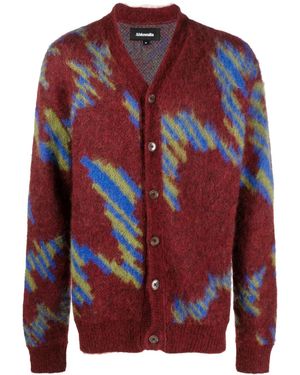 Ahluwalia Ongoye Patterned Intarsia-Knit Cardigan - Red