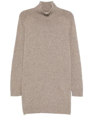 Bompard High-Neck Cashmere Mini Dress - Natural