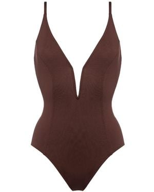 Eres Galbe V-Neck Swimsuit - Brown